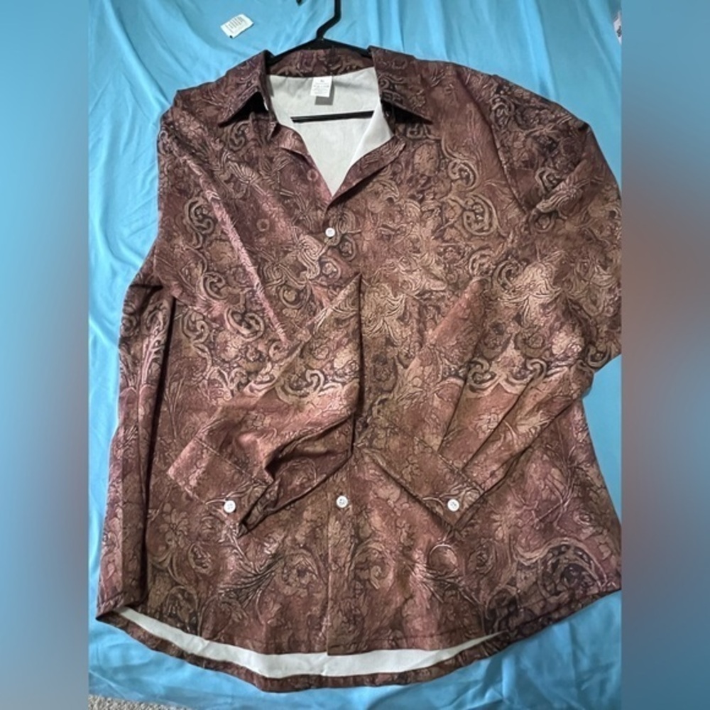 Women’s Brown Paisley Button-Up Dress Shirt